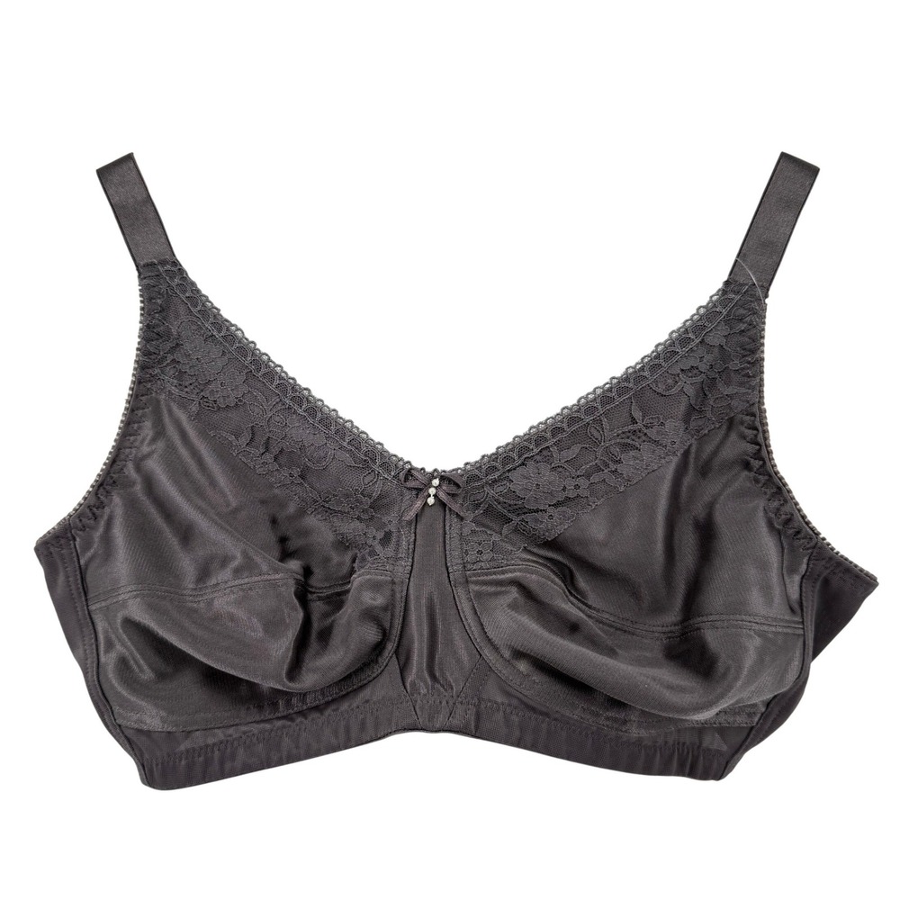 Amoena Nancy Wire-Free Bra Dark Grey 36B Pocketed Mastectomy Bra 44024 Comfy New